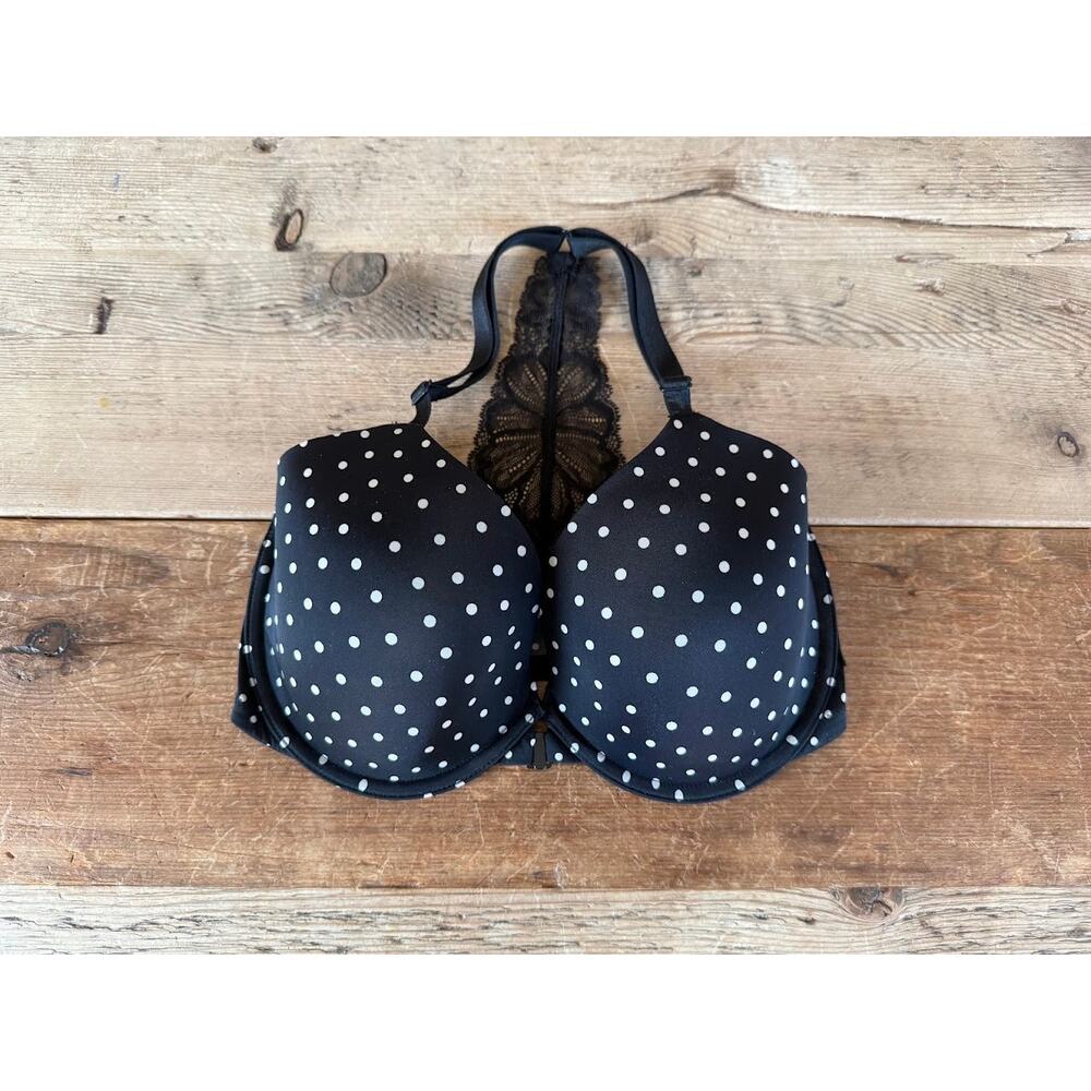 Victoria's Secret Black Dot 32DDD Sexy Tee Demi Front Close Bra VS